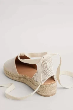 Fern Path Ankle Tie Cotton Espadrilles