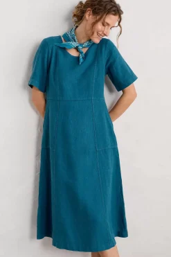 Grass Wave Linen Midi Dress