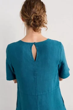 Grass Wave Linen Midi Dress