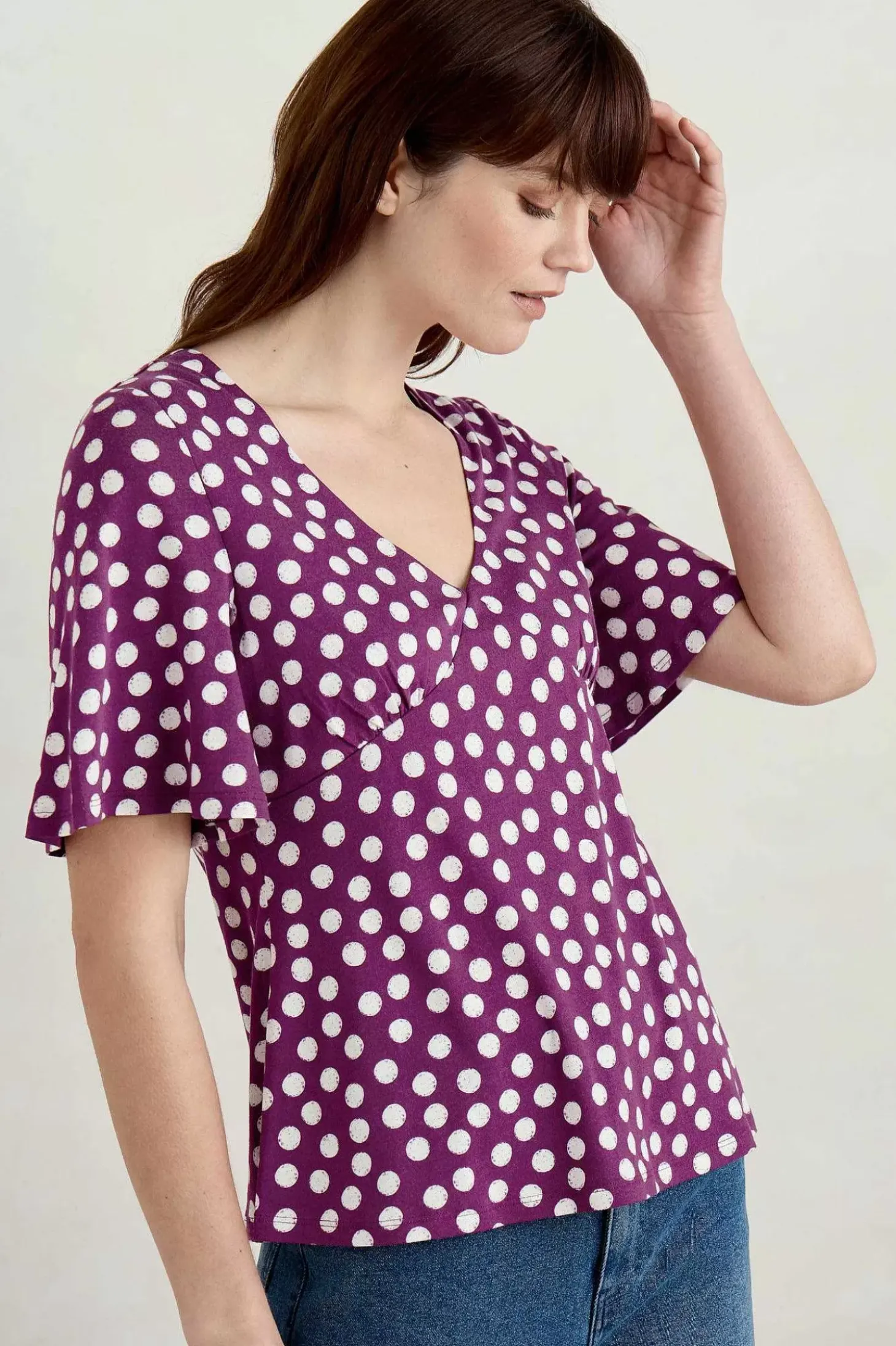 Herb Garden Angel Sleeve V-Neck Top