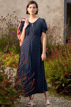 Marsh Violet Short Sleeve Empire Line Dress