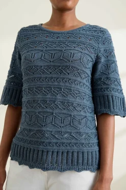 River Cross Pointelle Knit Top