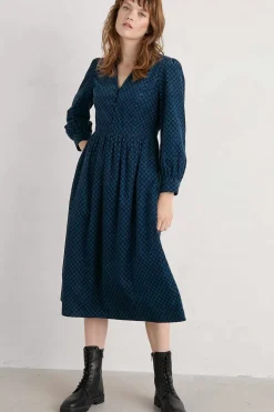 Rose Cottage Printed Cord Midi Dress