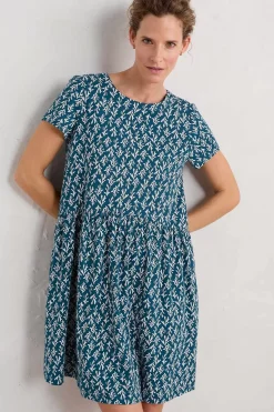 Sea Mirror Jersey Dress With Short Sleeves