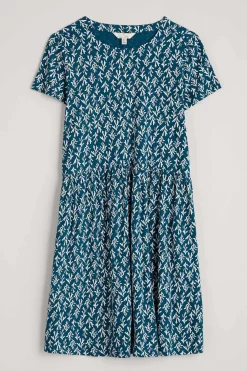 Sea Mirror Jersey Dress With Short Sleeves