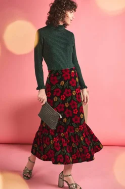 Wildflower Tiered Velvet Maxi Skirt
