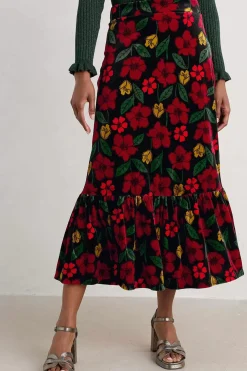 Wildflower Tiered Velvet Maxi Skirt